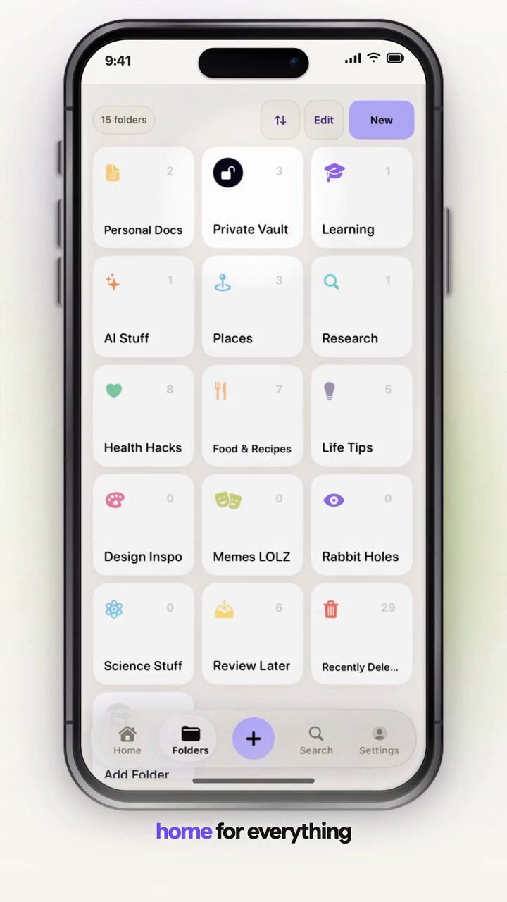 SaviSense folders shown on an iPhone